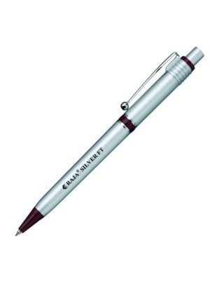 Plastic Pen Raja Silver Ft Retractable Penswith ink colour Blue